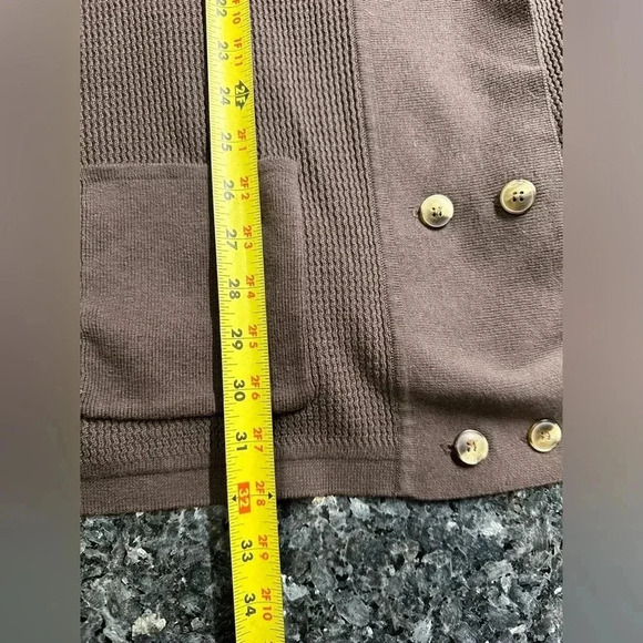 O Oscar De La Renta Women’s Brown Waffle Knit Button Cardigan Designer Plus 3X - Picture 13 of 14